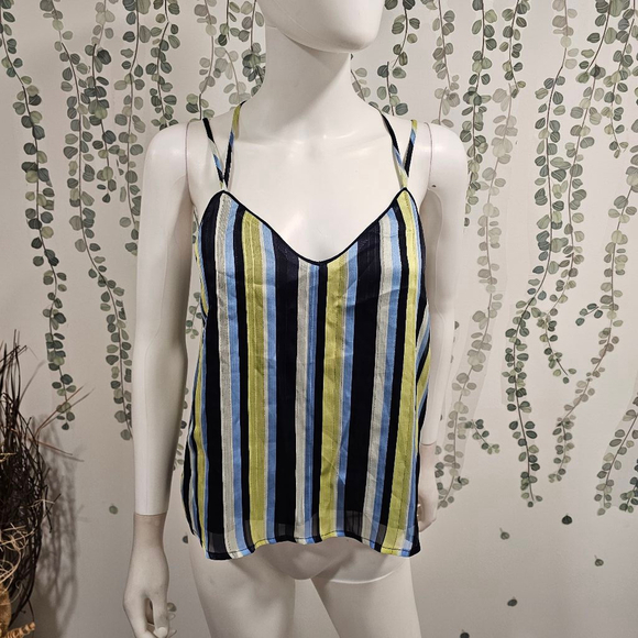 NWOT 4SI3NNA Top Size S Blue Striped - Picture 3 of 10